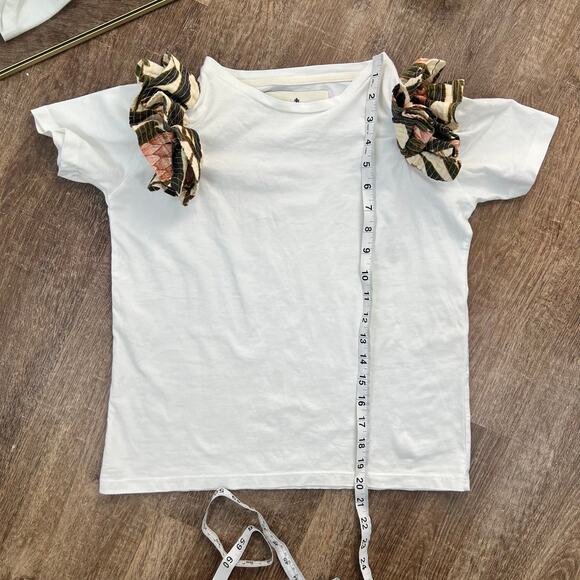 Eugenia Fernandez White Ruffle Shoulder Top - Picture 4 of 7